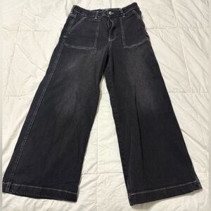 Culotte wide leg black denim dark wash high waisted jeans from H&M streetwear 🖤